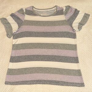 🤍 EUC Lane Bryant Striped Ruffle Sleeve Top – Women’s Size 14/16